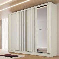 Guarda-Roupa Solteiro Galati 2 Portas 4 Gavetas com Espelho Ripado 100