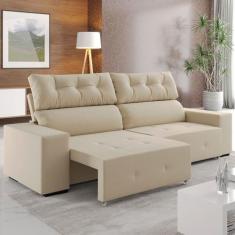 Sofá 4 Lugares Reclinável e Retrátil Socrates Nude - Viero Móveis, Mod