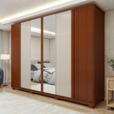 Guarda Roupa Ollie 6 Portas 6 Gavetas 6 Prateleiras 100% MDF com Espel