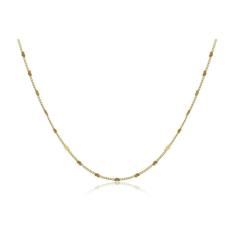 Colar Com Corrente Folheada Em Ouro Com Intervalos De Mini Corações Folheado Em Ouro 18k