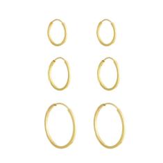 Kit Brinco 3 Pares Argolas De Ouro 18k Adulto E Infantil