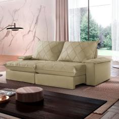 Sofá Retrátil e Reclinável com Catraca Blindada 200cm Merlot Jolie/Bege