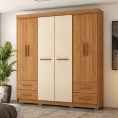 Guarda-roupa Vitorino 6 Portas e 4 Gavetas Freijó/Avelã