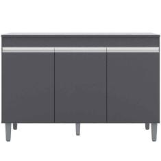 Balcão De Pia Para Cozinha 120 Cm Kadu 3 Portas Cinza