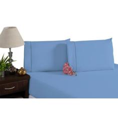 Jogo De Lençol Elástico E Fronhas Percal Algodão ul - Beatriz Enxovais