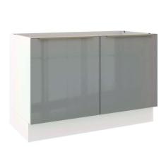 Balcão de Pia Madesa Lux 120cm 2 Portas Branco Cinza