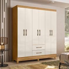 Guarda Roupa Casal Panamá 6 Portas Freijó Off White Moval