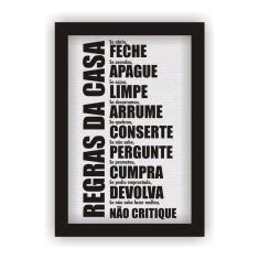 Quadro Placa Decorativa Mdf Regras Da Casa Com Moldura