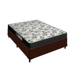 Cama Box Casal Colchão 17 de Altura Veneza Portobel Marrom