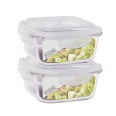 Conjunto 2 Pote Vidro 800ml Hermético Marmita Tampa 4 Travas