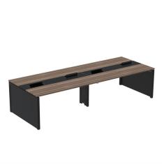 Mesa de Plataforma Dupla para 4 Pessoas Corporativa 120x140/4p Walnut/Preto
