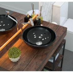 Kit Cuba R35 Com Torneira Link 1062 Metal e Válvula e Meia e Sifão Cromado e Flexível Preto