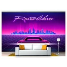 Papel De Parede Cidade Prédios Retrô Wave 3D Ncd206 - Você Decora