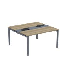 Mesa Plataforma Dupla com Pé de Aço para Coworking 140X140/2P PDC14/14/2P Noce Naturalle/Grafito
