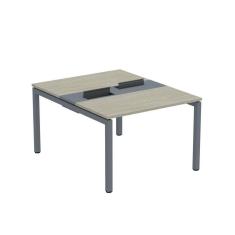 Mesa Plataforma Dupla com Pé de Aço para Coworking 120X140/2P PDC12/14/2P Nogueira Casablanca/Grafito