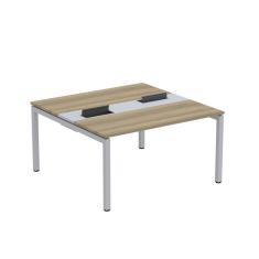Mesa Plataforma Dupla com Pé de Aço para Coworking 140X140/2P PDC14/14/2P Noce Naturalle/Cinza