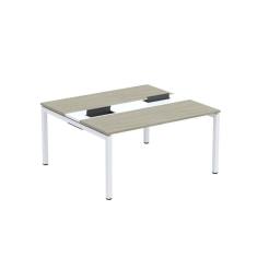 Mesa Plataforma Dupla com Pé de Aço para Coworking 150X140/2P PDC15/14/2P Nogueira casblanca/Branco