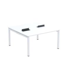Mesa Plataforma Dupla com Pé de Aço para Coworking 140X140/2P PDC14/14/2P Branco