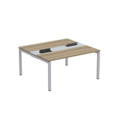 Mesa Plataforma Dupla com Pé de Aço para Coworking 150X140/2P PDC15/14/2P Noce Naturalle/Cinza