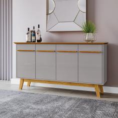 Aparador Buffet 4 Portas E Prateleira Removível Opala Naturalle/off-white