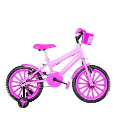 Bicicleta Infantil Feminina Aro 16 Nylon Cor Rosa E Pink
