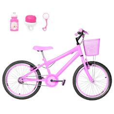 Bicicleta Infantil Aro 20 Aero + Kit Passeio Cor Rosa