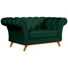 Sofá 150cm 2 Lugares Base Madeira Império C-303 Veludo Verde Musgo - Domi