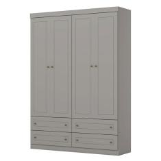 Guarda Roupa Infantil Americano 4 Portas Cinza - Henn