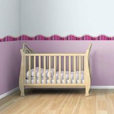 Faixa de Parede Infantil Lapis de Cor Onda Rosa 3mx15cm