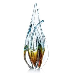 Escultura Em Cristal Murano Azul E Âmbar 33Cm - São Marcos