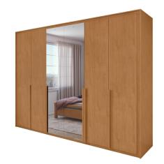 Guarda Roupa Easy Space 6 Portas C/ Espelho Amendoa Clean