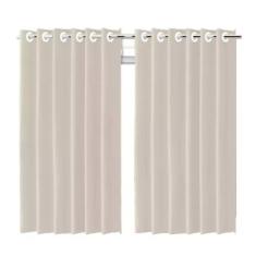 Cortina Blackout Bege Com Ilhós Bloqueio Total De Luz 280x250cm
