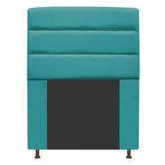 Cabeceira Estofada Turim 90 cm Solteiro Suede Azul Turquesa - Doce Son