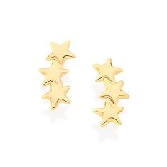 Brinco Rommanel Banhado A Ouro Pequenas Estrelas 522270