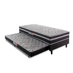 Cama Box Solteiro com Cama Auxiliar Aspen 88x188x41cm Cinza/preto