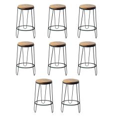 Kit 8 Banquetas Banco Guatemala Estilo Industrial Preto