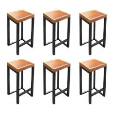 Kit 6 Banquetas Bistro Premium Estilo Industrial