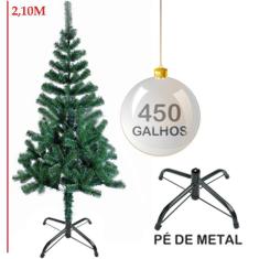 Arvore De Natal Grande 2,10Mts Verde 450 Galhos Tradicional