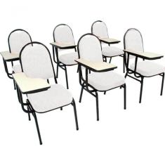 Kit Com 6 Cadeiras Para Auditórios Linha Hotel Branco