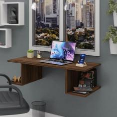 Mesa Suspensa Escrivaninha Computador 900x420 C/ Prateleiras - NetMobi