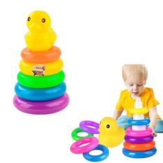 Brinquedo Pedagógico Educativo Torre De Argolas Patinho De Empilhar (Torre Patinho)