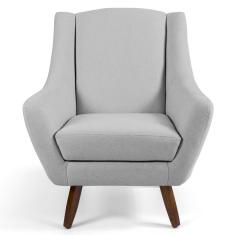 Poltrona Decorativa Sala de Estar Pés de Madeira Naomi Algodão Poliéster Cru Gran Belo