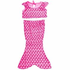 Fantasia de Sereia Bebê Ariel Cauda com Cropped Rosa - Fantasias Carol