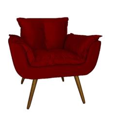 Poltrona Decorativa Para Sala E Recepção Opala Suede Vermelho - DL DECOR