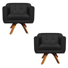 Kit 02 Poltronas Giratória Julia Preto