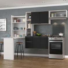 Cozinha Compacta Com Mesa Dobrável Multimóveis Branca/preta