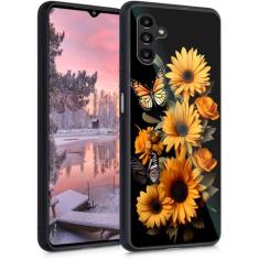 DSRGRGFDJ Projetada para Galaxy A15 4G/5G, capa traseira de vidro temperado + silicone macio TPU à prova de choque capa protetora antiderrapante para Samsung Galaxy A15 4G/5G 6,5 polegadas (borboleta