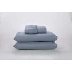 Jogo Lençol 400 Fios Ponto Palito Cama Queen 3Pçs Poliéster - Cinza