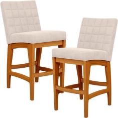 Kit 02 Banquetas Baixa Para Cozinha Bancada Bar Sala Jantar Fixa Mila 