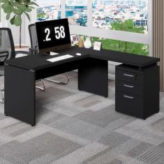 Escrivaninha L 150cm x 150cm Gaveteiro 3 Gav. Pé Painel F5 - F5 Office